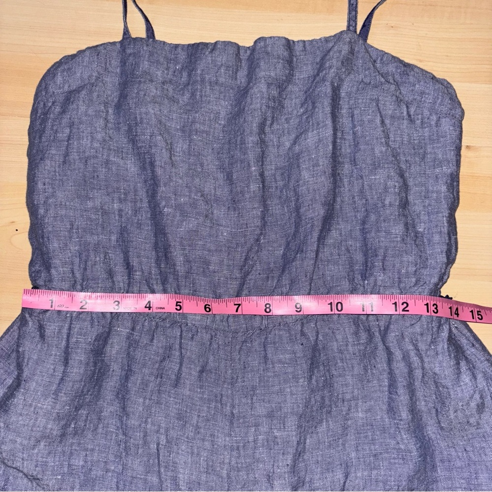 Cynthia Rowley Chambray Blue 100% Linen Size 10 Sleeveless Romper Shorts Resort - Picture 7 of 9